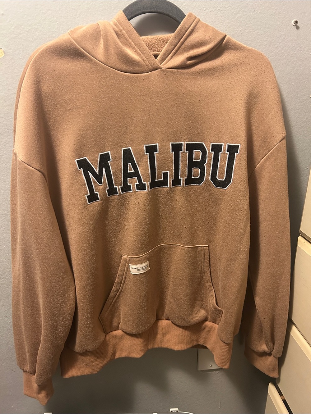 Malibu Brown Crewneck Hoodie with Black Lettering - Malibu